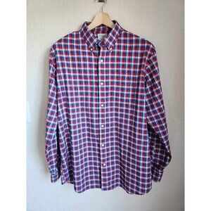 L.L. Bean Men's Cotton Red Traditional Fit Long Sleeve Button Down Size Large Re